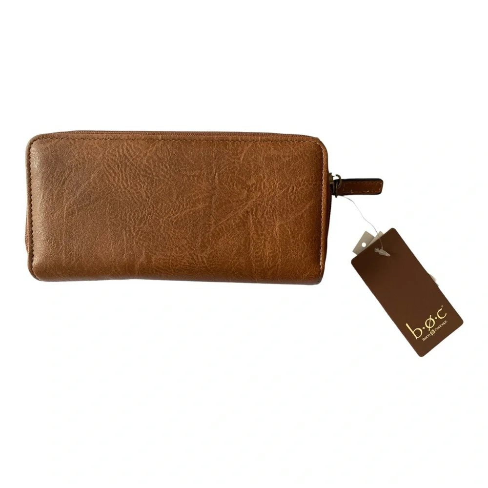 Born O Concept Floral Embossed Saddle Ridge Vegan‎ Leather Wallet